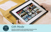 Hands unboxing the frame with Gift Mode preview showing preloaded memories. Shown as part of product listing for our 10-inch digital frame.